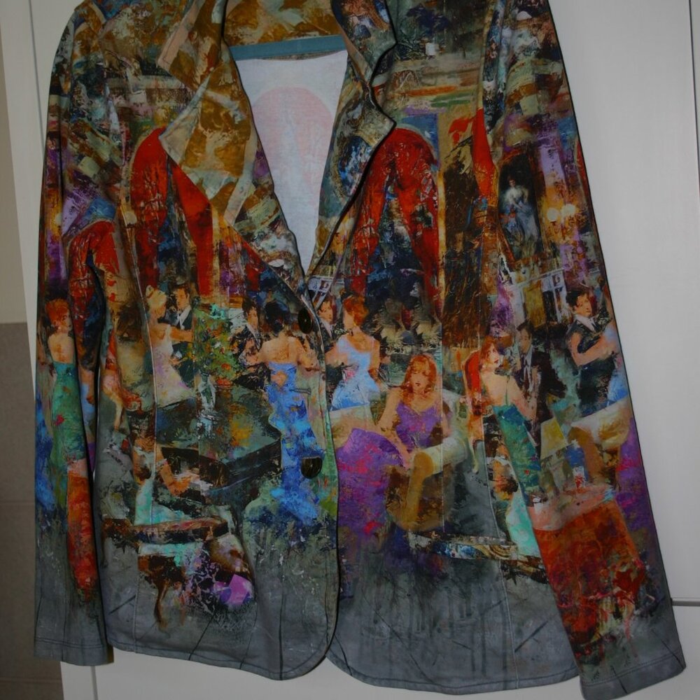 WOMENS' BLAZER SIMPLY ART by DOLCEZZA Size 10/12 Colorful Artsy